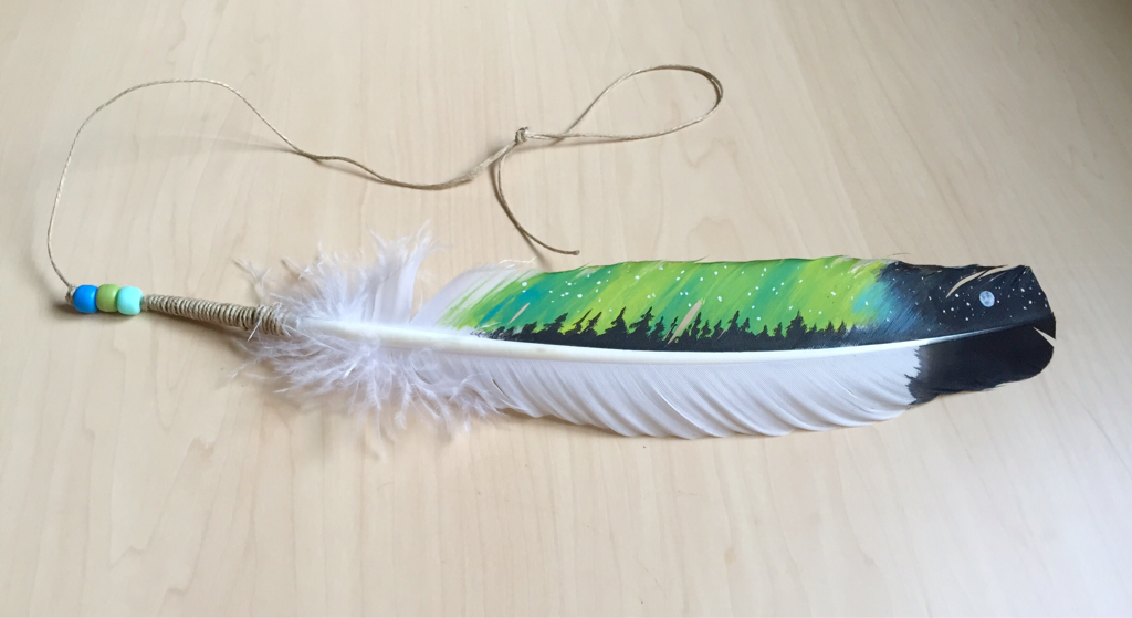 Northern lights feather painting craft