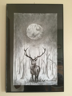 Charcoal deer sketch